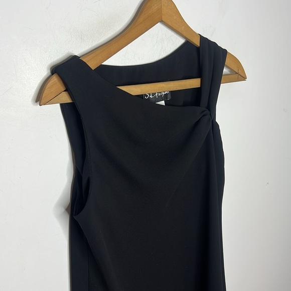 S.L. Fashions Black Sleeveless Asymmetrical Fringe Hem Event Party Dress Size 10 - Picture 2 of 11